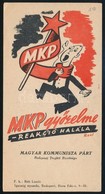 Cca 1950-1960 'MKP Győzelme - Reakció Halála' Számolócédula, Ritka! - Pubblicitari