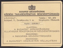 1943 Budapest Székesfővárosi Takarékpénztár RT. Kártyanaptár. Kihajtható. - Advertising