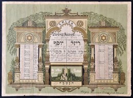 1937 Litografált Halotti Emléknaptár Tartó / Judaica Litho Memorial  40x30  Cm - Andere & Zonder Classificatie