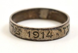 I Világháborús Emlék Gyűrű, Héber Felirattal, Judaika / World War I. Judaica Memorial Ring - Autres & Non Classés