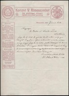 1915 Rimaszombat, Korent Vilmos Iparos (Korent V. Első Gömörmegyei Villanyerőhajtásra Berendezett Gépműhely) Levele Fark - Unclassified