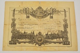 1884 Honvéd Végelbocsájtó Oklevél Szakadásokkal / Obsit. 50x34 Cm - Non Classés