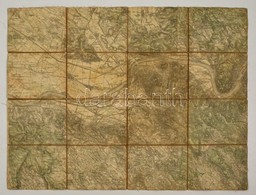 Cca 1917 Umgebungskarte Des Übungslagers Bei Esztergom, Térkép, Vászonra Kasírozva, 40,5×53 Cm - Altri & Non Classificati