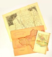 3 Db Térkép: Romániai Katonai Térkép 1915, 47×60 Cm; Nógráf-Hont Vármegye Közúti Térképe, 41×53 Cm; Kőrös Vármegye Térké - Other & Unclassified