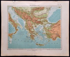 A Balkán-félsziget Térképe, 1:4500000, Lampel R. - Athenaeum, 39×48 Cm - Sonstige & Ohne Zuordnung
