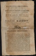 1802 Exercitia Oratoria Super Electione Mathiae I Hungarorum Regis In Regio Leutschov. Gymnasio Per Secundae Humanitatis - Non Classificati