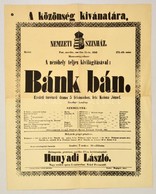 1848 Nemzeti Színház, Bánk Bán, REPRINT Plakát, Szakadással, Hajtott, 53×41 Cm - Non Classés