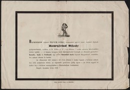 1856 Baurnfeind Mihály (1826-1856) Szegedi Gyógyszerész Halálozási értesítője, Hajtásnyomokkal, Szakadt, Foltos. - Ohne Zuordnung