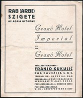 Cca 1920-1929 Rab Szigeti Grand Hotel Imperial és Grand Hotel Magyar Nyelvű Prospektusa, Fekete-fehér Fotókkal. Bp., MÁV - Non Classés