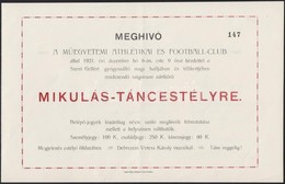 1921-1924 Meghívó A Műegyetemi Athlétikai és Football-Club Mikulás-táncestélyére, Borítékkal, 2 Db - Non Classés