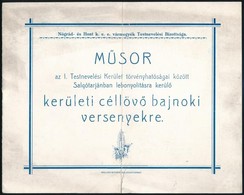 1930 Műsor Az I. Testnevelési Kerület Törvényhatóságai Között Salgótarjánban Lebonyolításra Kerülő Kerületi Céllövő Bajn - Non Classés