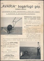 1935 'Avaria' Bogárfogó Gép, Gyártja Weiss Manfréd Acél- és Fémművei Rt. Prospektus - Non Classés