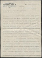 1940 'Confidentia' Hitelhirszolgálat és Tudakozó Kft. Magánnyomozásának Beszámolója ügyfél Részére, 1,5 Gépelt Oldal. - Sin Clasificación