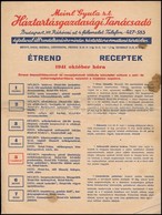 1941-1942  Meinl Gyula Rt. Háztartásgazdasági Tanácsadójának étrendjei, 2 Db, 1941. Október, 1942. Október, Receptekkel, - Non Classés