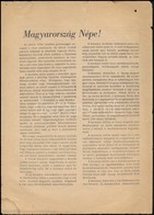 1956 Magyarország Népe! Magyar Dolgozók Pártjának Központi Vezetőségének Röplapja, Benne Az 1956. Okt. 28.-án Megválaszt - Non Classificati
