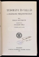 Émile Boutroux: Tudomány és Vallás A Jelenkori Philosophiában. Fordította Fogarasi Béla. Bp., 1914, MTA. Kiadói Aranyozo - Unclassified