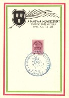 * 33 Db Régi Motívumlap 'A Magyar Művészetért' Emlékbélyegzéssel (1940 és 1941), Sok Másodpéldány / 33 Pre-1945 Hungaria - Zonder Classificatie