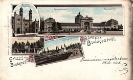 T2/T3 1896 (Vorläufer!) Budapest, Dohány Utcai Zsinagóga, Iparcsarnok. Carl Otto Hayd, Gruss Aus Floral, Art Nouveau, Li - Non Classés