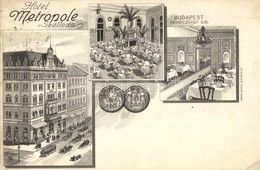 T2/T3 Budapest VII. Hotel Metropole Szálloda, Kávéház, Belső, Kiadja Pápai Ernő, Rákóczi út 58.; Litho (EK) - Non Classificati