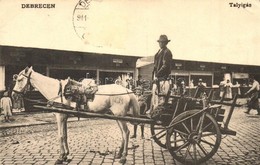 * T2/T3 1911 Debrecen, Talyigás Piaci Bódék Előtt, C.M. Monogram A Lovon. Antalfy József Kiadása (EK) - Non Classificati