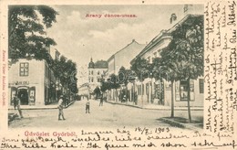 T2 1903 Győr, Arany János Utca, Blau Ede üzlete. Berecz Victor Kiadása - Non Classés