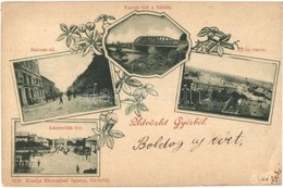 T2/T3 ~1899 Győr, Vasúti Híd A Rábán, Baross út, Kármelita Tér. Ehrenthál Ignácz Kiadása  (EK) - Non Classificati