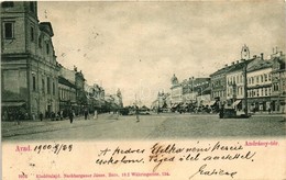 * T2 1900 Arad, Andrássy Tér, üzletek. Kiadja Nachbargauer János / Square, Shops - Ohne Zuordnung