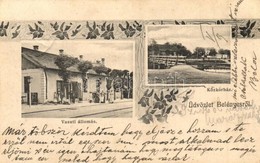 T2 1909 Belényes, Beius; Közkórház, Vasútállomás. Wagner Vilmos Fényképész Kiadása / Hospital, Railway Station. Art Nouv - Non Classés