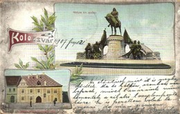 T2/T3 1907 Kolozsvár, Cluj; Mátyás Király Szobor, Mátyás Király Szülőháza. Kiadja Lepage Lajos / Mathias Rex Statue, Bir - Non Classés