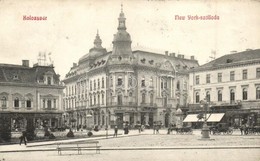 T3 1908 Kolozsvár, Cluj; New York Szálloda, Schuster Emil, Tauffer Dezső üzlete, Burger Frigyes Gyógyszertára. Kiadja Le - Unclassified