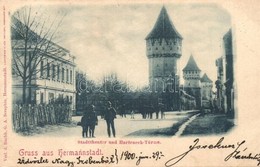 T2/T3 1900 Nagyszeben, Hermannstadt, Sibiu; Színház, Harteneck Utca és Torony. Kiadja G. A. Seraphin. Jos. Drotleff / St - Non Classés