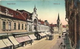 ** T2/T3 Nagyvárad, Oradea; Rákóczi út, Klein Géza és Ödön, Barabás B. és Társa, Újhelyi Róza üzlet, Villamos / Street V - Non Classés