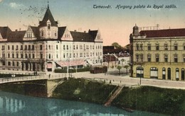 * T3 Temesvár, Timisoara; Horgony Palota és Royal Szálloda, Villamos, Híd / Palace, Hotel, Tram, Bridge (Rb) - Non Classés