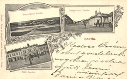 T2 1901 Torda, Turda; Bánya-fürdő, Fő Tér, Postahivatal, Harmath I. üzlete. Füssy és Sztupjár Kiadása / Mine Spa, Post O - Non Classés