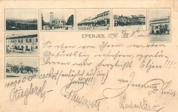 * T2/T3 1898 Eperjes, Presov; Utcaképek, Templom, Rákóczi Ház / Streets, Church,  (Rb) - Zonder Classificatie