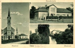 T2 Feled, Veladin, Jesenské; Dessewffy Kastély, Templomok, Patak Részlet, özv. Telek Ferencné Kiadása / Castle, Churches - Ohne Zuordnung