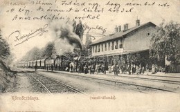 * T3 1908 Körmöcbánya, Kremnica; Vasútállomás, Gőzmozdony, Kiadja Ritter Lipót / Bahnhof / Railway Station, Locomotive ( - Non Classés