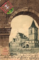 T2/T3 1901 Lőcse, Leutschau, Levoca; Városháza. Címeres Litho Keret / Town Hall. Art Nouveau, Coat Of Arms Litho Frame ( - Non Classés