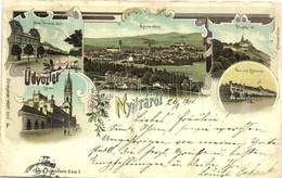 T4 1901 Nyitra, Nitra; Tóth Vilmos Utca, Látkép, Püspöki Vár, Honvéd Laktanya, Zárda / Street View, General View, Bishop - Non Classificati