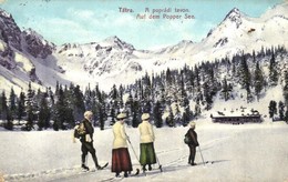 * T2/T3 Tátra, Tatry; Síelők A Befagyott Poprádi Tavon / Popradske Pleso / Skiing People On The Frozen Lake  (EK) - Non Classés