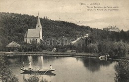 T2/T3 1907 Tátralomnic, Tatranská Lomnica; Tó, Evangélikus Templom és Palota Szálló. Kiadja Kuszmann Gyula / Teich, Ev.  - Non Classés