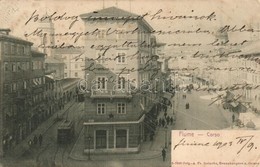T2/T3 1903 Fiume, Corso / Utcakép, Korzó, Villamos, üzletek / Street View, Trams, Shops (EK) - Unclassified