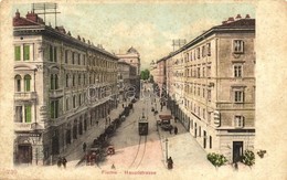 ** T2/T3 Fiume, Főutca, Grand Hotel Europa, Hotel Lloyd, Villamos / Main Street, Hotels, Tram (EK) - Non Classificati