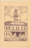 ** T2/T3 Zenta, Városháza, Rézkarc; Délvidéki Egyetemi és Főiskolai Hallgatók Egyesülete / Town Hall, Etching S: Lamoss - Non Classés