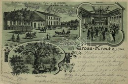 * T4 1903 Gross Kreutz, Groß Kreutz (Havel); Gasthof Zum Schwarzen Adler V. W. Kruss, Saal, Luthereiche / W. Kruss' Inn, - Unclassified