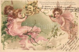 T2 1901 Angels. Art Nouveau Litho Greeting Card - Non Classés
