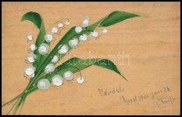 T3 Üdvözlőlap Fakéregből / Wooden Greeting Card With Flower (kis Szakadás / Small Tear) - Unclassified