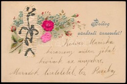 T2 Boldog Pünkösdi ünnepeket! / Pentecost Greeting Art Postcard, Emb. Floral Decorated Silk Card - Unclassified