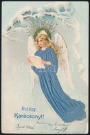 T2/T3 1899 Boldog Karácsonyt! / Christmas Greeting Art Postcard With Angel. Emb. Litho Silk Card - Non Classés