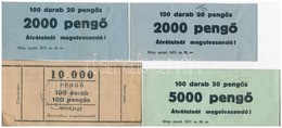 4db-os Pengő Bankjegy Kötegelő 20, 50 és 100P-s Címletekhez (3xklf), Egyik Bélyegzésekkel - Non Classificati